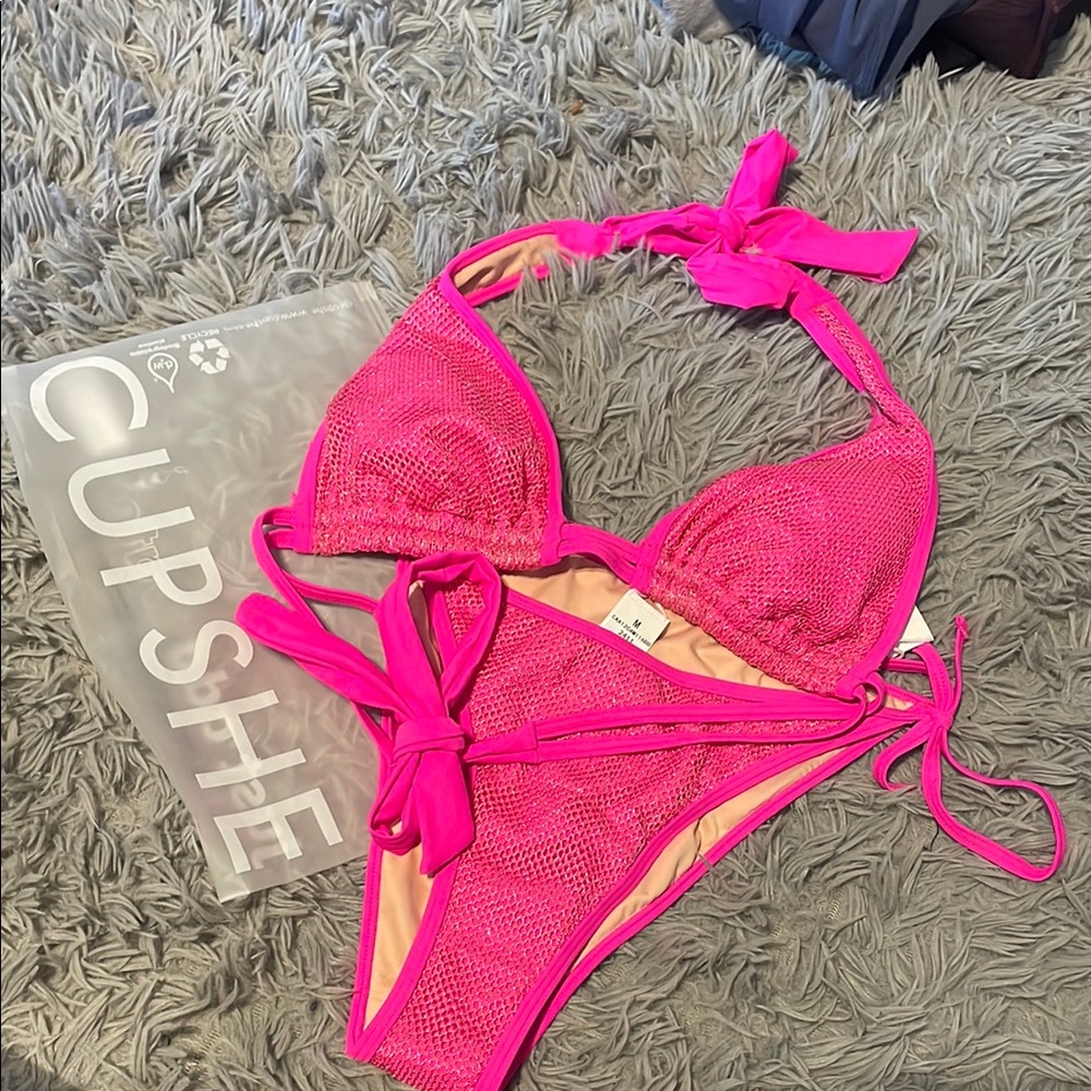 Vibrant Pink Halter Bikini Top